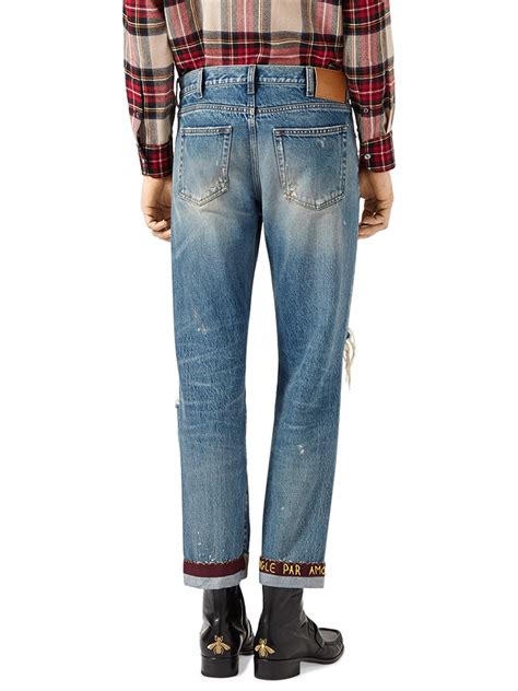 gucci denim jeans men|Gucci distressed jeans.